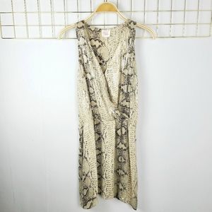 Parker Silk Sequin Snakeskin Brown Tan Mini Dress